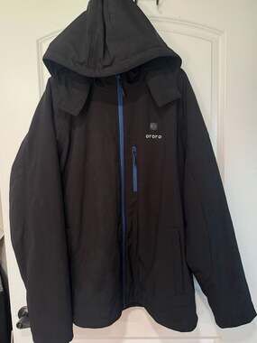 Ororo Heated Jacket 2XL Black Hooded Softshell Battery Charger Complete Set